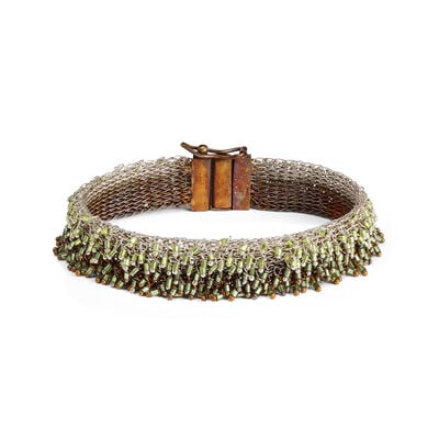 Gold and green beaded bracelet by Milena Zu